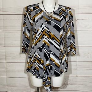 Alfani Geometric Print Top Asymmetrical Hem Size L